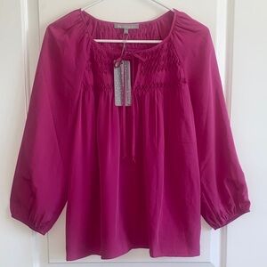 NWT Daniel Rainn Fuchsia Blouse with Smocking Size Med Perfect Spring Time Top!